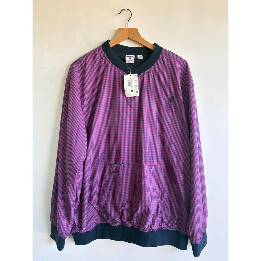 Undefeated Mens Gingham Pullover V-Neck streetwear Windbreaker Navy Purple XL